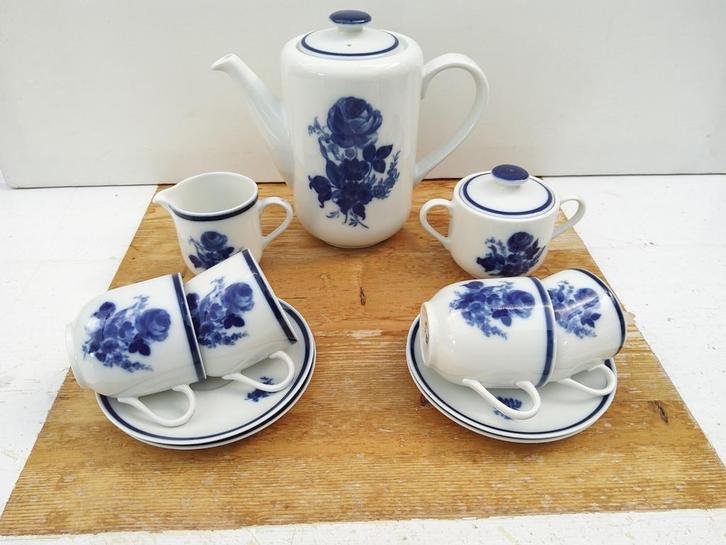 Mosa = Douwe Egberts - Theepot Roomstel etc. Blauwe Roos, Antiek en Kunst, Antiek | Servies los, Ophalen of Verzenden