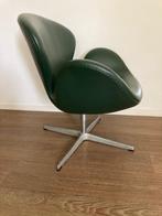 Fritz Hansen Swan, donkergroen leder, Minder dan 75 cm, Design, Ophalen of Verzenden, Zo goed als nieuw