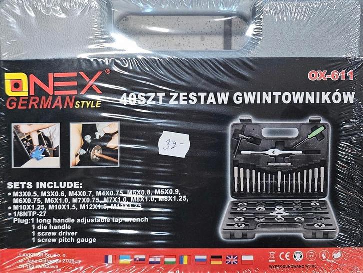 ONEX Tap & Die Set - 40 Delig, Doe-het-zelf en Verbouw, Gereedschap | Handgereedschap, Nieuw, Ophalen