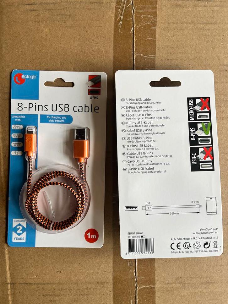 Solologic 8-Pins USB Kabel - Nieuw!, Audio, Tv en Foto, Audiokabels en Televisiekabels, Nieuw, Overige kabels, Minder dan 2 meter