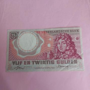 25 gulden biljet² Christaan Huygens uit 1955 in PR
 beschikbaar voor biedingen