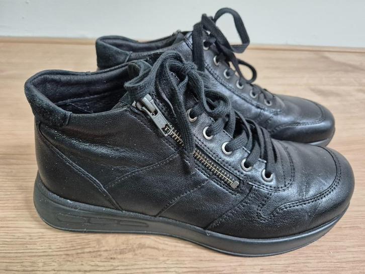 Sch143 - Zwarte leren Helvesko brede schoenen maat 41 (1), Kleding | Dames, Schoenen, Zo goed als nieuw, Zwart, Ophalen of Verzenden