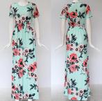 Lange groene zomer bloemen jurk boho maxi lente dames, Maat 38/40 (M), Verzenden, Nieuw, Onder de knie