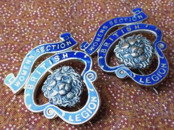 Twee oude British Legion militaria speldjes uit Engeland.