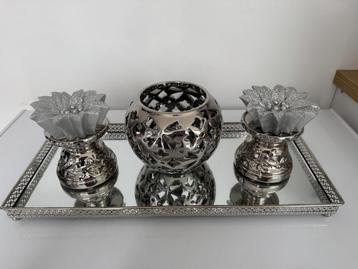 ️ Luxe Kaarsenset op Spiegelplateau – Nieuw – €12 beschikbaar voor biedingen