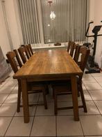 Massief eiken eetkamer, Ophalen, Zo goed als nieuw, Eiken, 4 tot 6 stoelen