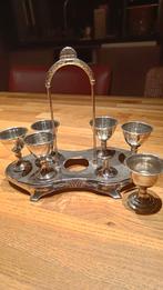 Zilver kleurige eierdopjes op houder., Ophalen of Verzenden
