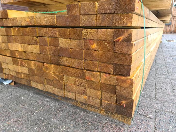 Geïmpregneerde Vuren Ribben / Balk 4,5x7x420cm, Tuin en Terras, Palen, Balken en Planken, Nieuw, Balken, 250 cm of meer, Ophalen of Verzenden