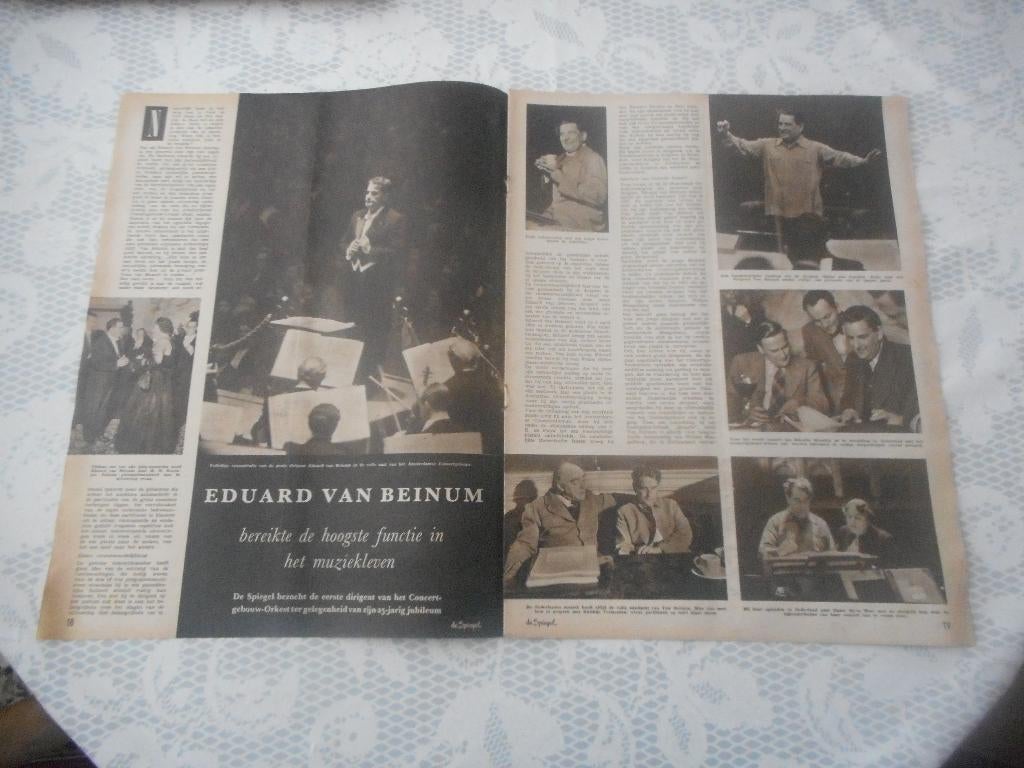 Eduard van Beinum. Dirigent. Concertgebouw-orkest. 1956., Ophalen of Verzenden, 1940 tot 1960, Nederland, Knipsel(s)