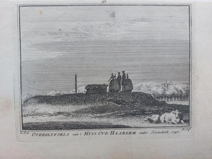 318 / Huis Oud Haarlem bij Heemskerk Gravure 18e eeuw, Antiek en Kunst, Kunst | Etsen en Gravures, Ophalen of Verzenden