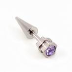 Zilveren Stalen Fake Ster Oorbel met Lichtpaarse Zirkonia, Met kristal, Overige materialen, Birgitta-Gracht 33, 6465 EL Kerkrade, Nederland