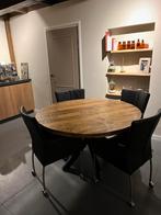 Ronde masieve tafel mango hout, Ophalen, 100 tot 150 cm, Rond, Zo goed als nieuw
