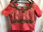 Zalmkleurige Lehenga met Strass, Kleding | Dames, Ophalen of Verzenden, Zo goed als nieuw, Maat 38/40 (M)