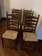 Knopstoelen vintage antiek Hollands Brabants - 6 stuks, Ophalen, Gebruikt, Bruin, Antiek - vintage