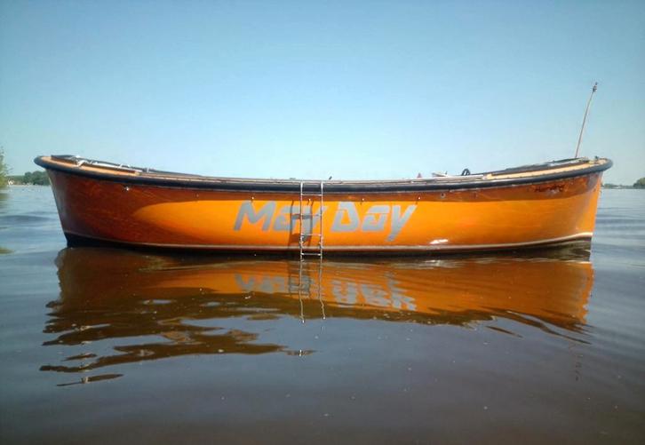 Harding reddingsloep 8.00mx3.00m in originele oranje gelcoat, Watersport en Boten, Sloepen, Gebruikt, 10 tot 30 pk, 6 meter of meer