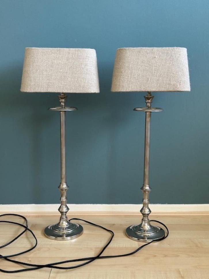 Twee tafellampen l' Hotel met kap van Rivièra Maison, Huis en Inrichting, Lampen | Tafellampen, Gebruikt, 50 tot 75 cm, Metaal