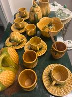 Oude set kop en schotels suikerpot melk kan mais barbotine, Antiek en Kunst, Ophalen of Verzenden