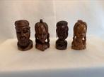 Set 4 fraaie afrikaanse beelden (gezin) gesigneerd, Ophalen of Verzenden