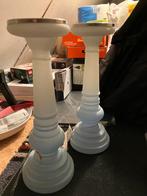 Licht blauwe kandelaar glas van riverdale, Ophalen