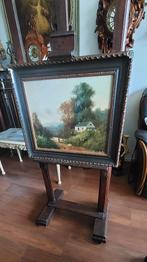 antiek schilderij met speeldoos+ schilders ezel, Ophalen of Verzenden