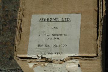 Ferranti paneel milliammeter Air Ministry Ref. No. 10A/11000 beschikbaar voor biedingen