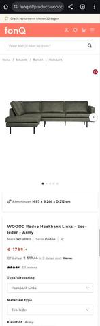 WOOOD Rodeo 2,5 zits en Hoekbank Links - Eco-leder - Army, Ophalen of Verzenden, 75 tot 100 cm, Vierpersoons of meer, Stof