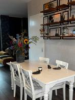 Houten eettafel wit, Huis en Inrichting, Tafels | Eettafels, Ophalen, Gebruikt, 50 tot 100 cm, Vijf personen of meer