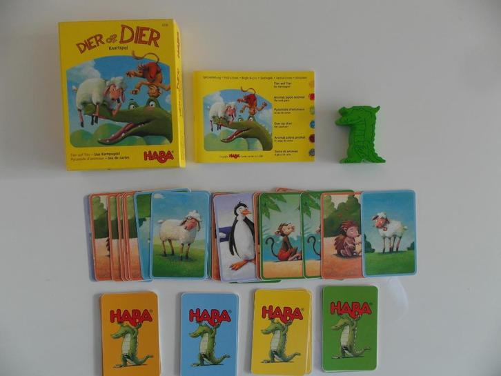 Dier op Dier. Kaartspel.Vanaf 5 jaar. 2-4 spelers. Haba., Hobby en Vrije tijd, Gezelschapsspellen | Kaartspellen, Zo goed als nieuw
