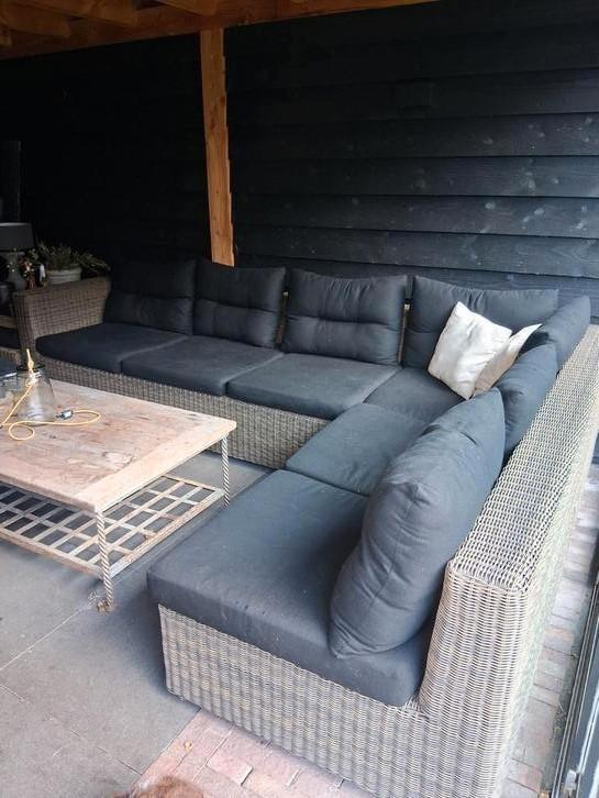 Bellagio wicker tuinset kees smit, Tuin en Terras, Tuinsets en Loungesets, Gebruikt, Loungeset, Wicker, 7 zitplaatsen, Bank, Hocker