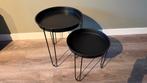 Set van 2 zwarte bijzettafels - modern design, Huis en Inrichting, Tafels | Bijzettafels, Minder dan 55 cm, Metaal of Aluminium