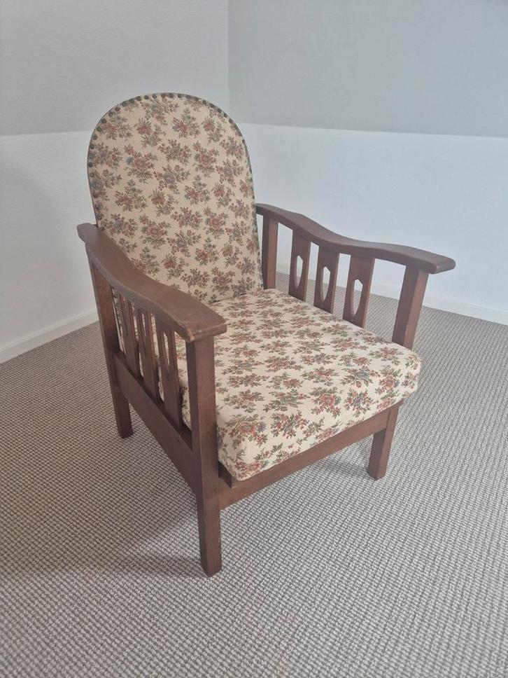 Antieke rookstoel jaren '50, Huis en Inrichting, Fauteuils, Gebruikt, Minder dan 50 cm, Ophalen