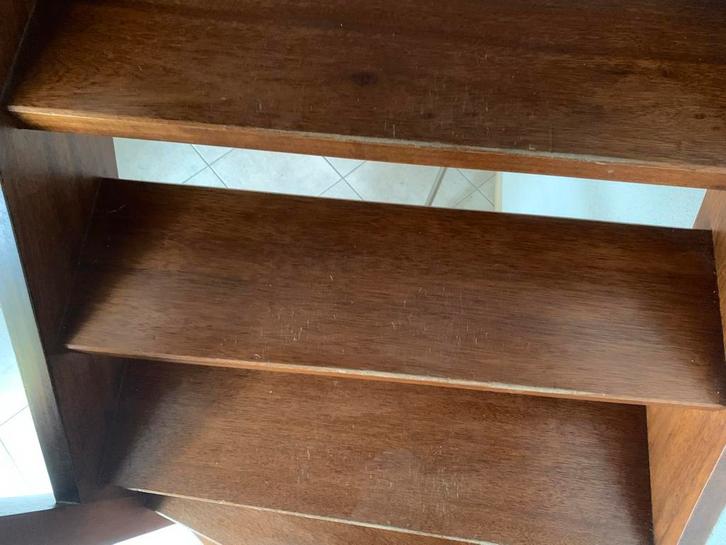 Hardhouten Trap met Hek - Kwart Draai Links, Doe-het-zelf en Verbouw, Ladders en Trappen, Gebruikt, Trap, 2 tot 4 meter, Ophalen