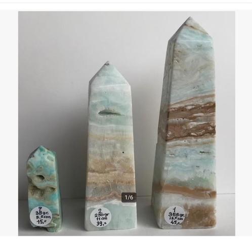 3 x Caribbean Calciet Toren, Prijs Maat Gewicht zie foto, Verzamelen, Mineralen en Fossielen, Mineraal, Ophalen of Verzenden