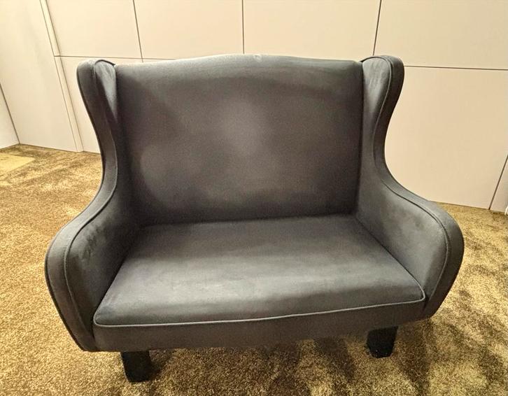 Kinderbankje gestoffeerd - zwart, Huis en Inrichting, Banken | Sofa's en Chaises Longues, Gebruikt, Tweepersoons, Minder dan 150 cm