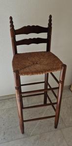 Vintage barkruk met rieten zitting, Ophalen, Gebruikt, Met voetsteun, Hout