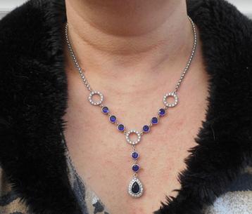 Prachtig zilveren Chique collier met blauwe stenen nr.291 beschikbaar voor biedingen