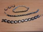 Set 3 armbanden & 3 ringen, zilver & zwarte emaille Thailand, Ophalen of Verzenden, Zo goed als nieuw, Zilver, Overige materialen