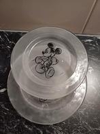 2 Glazen Mickey Mouse bordjes., Glas, Bord(en), Ophalen of Verzenden, Zo goed als nieuw