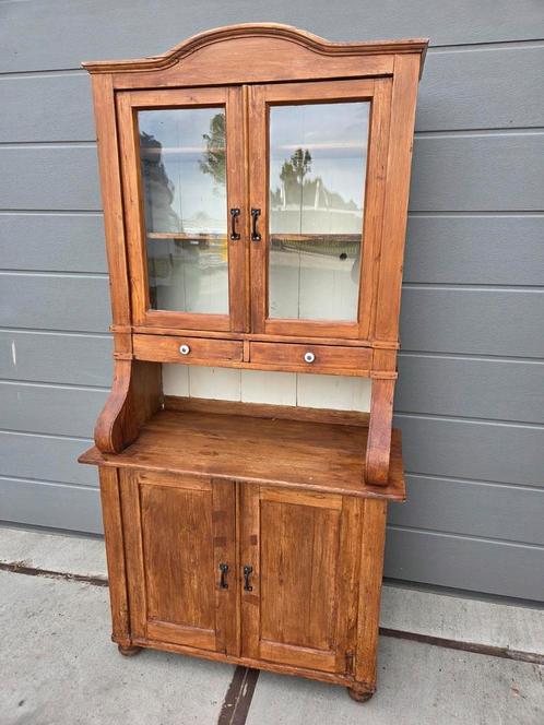 Antieke grenen kast, buffetkast, apothekerskast, Huis en Inrichting, Kasten | Vitrinekasten, Gebruikt, 200 cm of meer, 50 tot 75 cm