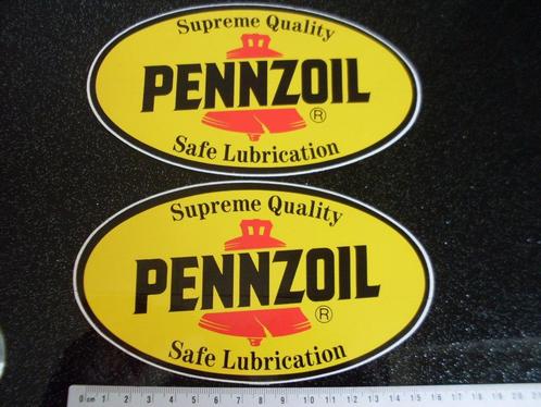 2x sticker pennzoil supreme quality safe lubrication groot, Verzamelen, Stickers, Zo goed als nieuw, Merk, Ophalen of Verzenden