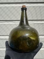 Kattenkop fles (onion bottle) Gelijmd, Antiek en Kunst, Ophalen of Verzenden