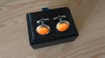 Stijlvolle Manchetknopen oranje, Sieraden, Tassen en Uiterlijk, Manchetknopen, Ophalen of Verzenden, Zo goed als nieuw, Zilver
