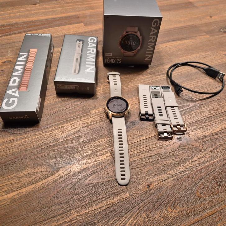 Garmin Fenix 7S - Topconditie!, Sieraden, Tassen en Uiterlijk, Smartwatches, Zo goed als nieuw, Afstand, Calorieverbanding, Conditie