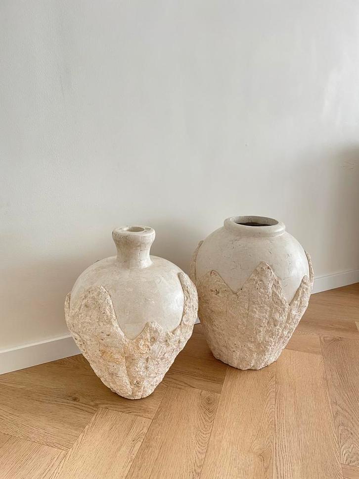 Vintage Mactan Steen Vazen - Jaren 90, Huis en Inrichting, Woonaccessoires | Vazen, Gebruikt, Overige kleuren, Minder dan 50 cm