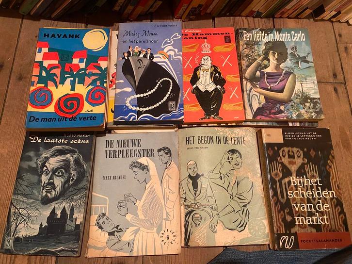 Bananen doos 6 vol met oude pockets oa Salamander, Boeken, Partijen en Verzamelingen, Gelezen, Ophalen of Verzenden