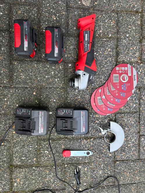 Einhell Power X-Change haakse slijper - 2 laders - 2 accu’s, Doe-het-zelf en Verbouw, Gereedschap | Handgereedschap, Zo goed als nieuw