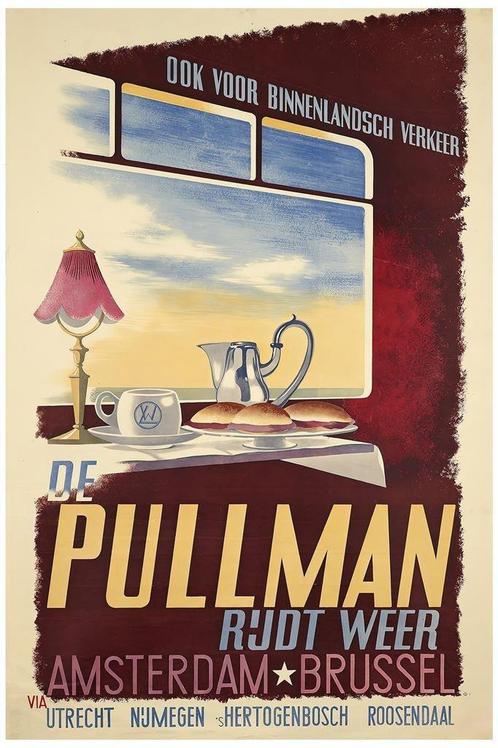 PULLMAN Express Amsterdam Brussel Trein Poster Affiche, Verzamelen, Spoorwegen en Tramwegen, Nieuw, Trein, Kaart of Prent, Verzenden