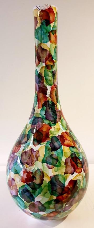 Exclusief!! XL glazen Design Vaas Handbeschilderd 60cm hoog! beschikbaar voor biedingen