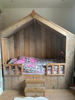 Mooi steigerhout bed huisje, Ophalen, 85 tot 100 cm, Zo goed als nieuw, Lattenbodem