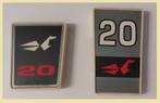 2x Gebruikte motorkap embleem (voor+achter) voor 20 Johnson, Watersport en Boten, Ophalen of Verzenden, Nieuw, Motor en Techniek